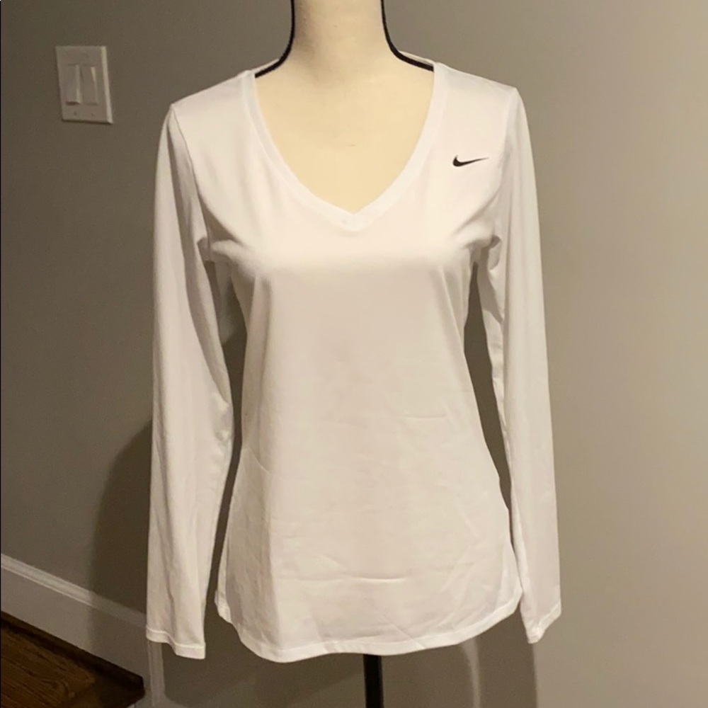 White Nike Dri-fit Long-sleeve